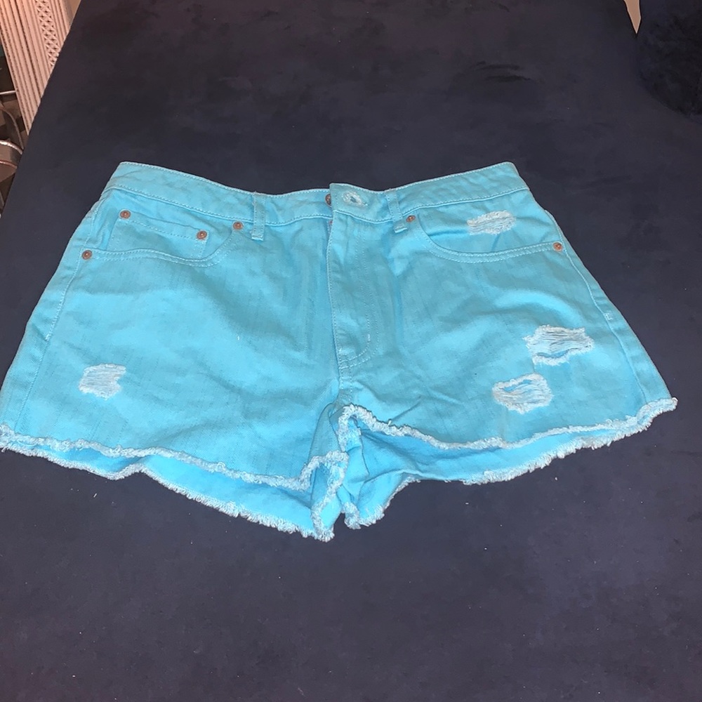 Blue Distressed Denim Shorts